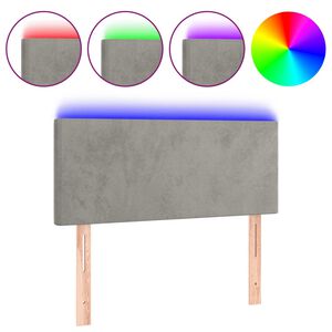 vidaXL gultas galvgalis ar LED, 80x5x78/88 cm, gai&scaron;i pelēks samts