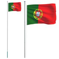 vidaXL Portugāles karogs un masts, 6,23 m, alumīnijs