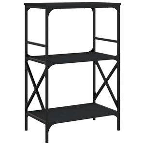 vidaXL grāmatu plaukts, 3 līmeņi, melns, 59x35x90,5 cm, koks