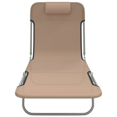 vidaXL saliekami sauļošanās krēsli, 2 gab., brūns tekstilēns, tērauds