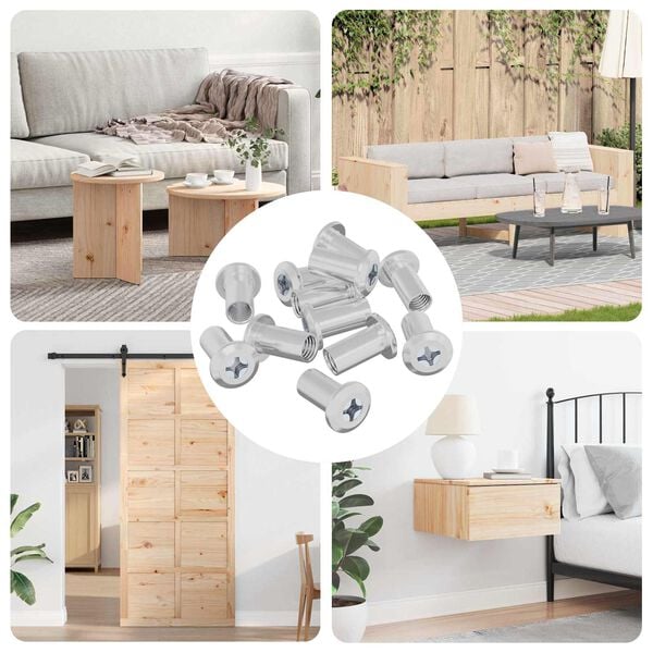 vidaXL Bloķējo&scaron;ais uzgrieznis 12 pcs Niķelis M6 x 15 mm Tērauds