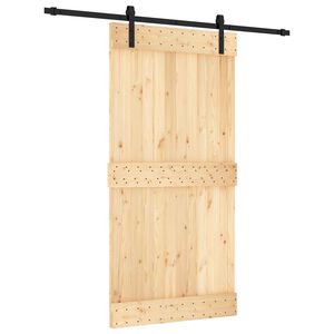 vidaXL Slīdo&scaron;ās durvis 100 x 210 cm Cieta priedes koks (neapstrādāts)