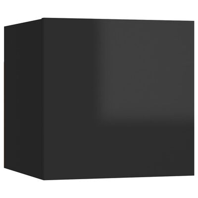 vidaXL sienas TV skapīši, 2 gab., spīdīgi melni, 30,5x30x30 cm