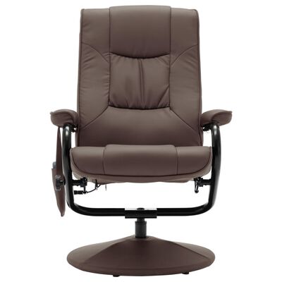 vidaXL masāžas krēsls ar kāju soliņu, brūna mākslīgā āda