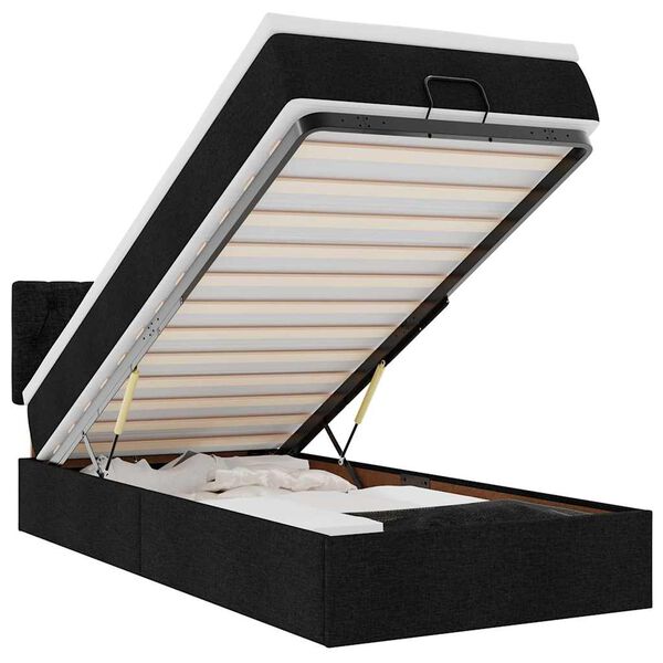 vidaXL Osmaņu gultas rāmis ar matrača melns 100x200 cm audums