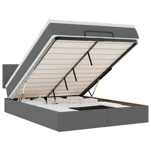 vidaXL Osmaņu gulta ar matraci&LEDs, tum&scaron;i pelēks, 140x190 cm, audums