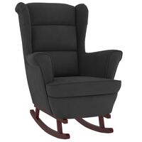vidaXL šūpuļkrēsls, masīva gumijkoka kājas, melns samts