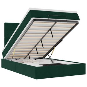 vidaXL Osmaņu gultas rāmis ar matračiem tum&scaron;i zaļ&scaron; 120x190cm samts