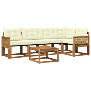 vidaXL Āra dīvānu komplekts ar spilvenu 6 pcs Dabisks un krējuma