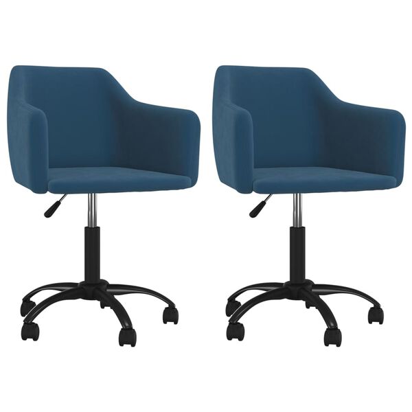 vidaXL grozāmi virtuves krēsli, 2 gab., zils samts