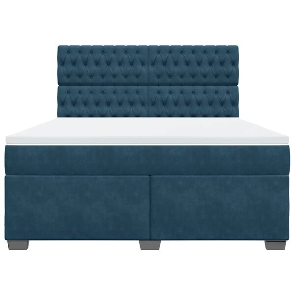 vidaXL atsperu gulta ar matraci, zils samts, 180x200 cm