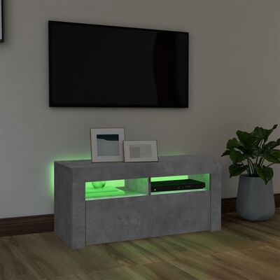 vidaXL TV galdiņš ar LED lampiņām, 90x35x40 cm, betona pelēks