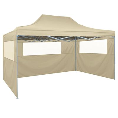 vidaXL saliekama telts, 3x4,5 m, 3 sienas, krēmkrāsā
