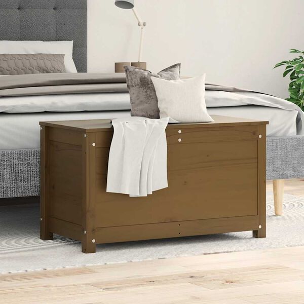 vidaXL uzglabāšanas kaste, brūna, 80x40x45,5 cm, priedes masīvkoks