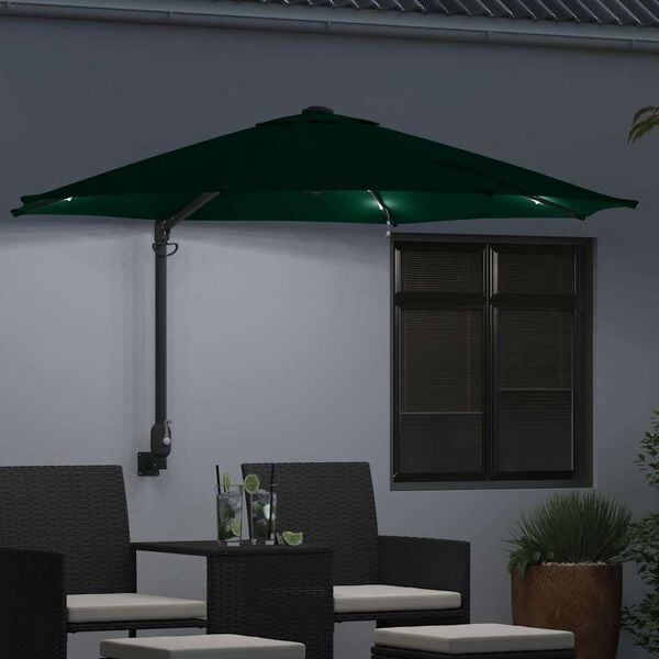 vidaXL Dārza parasols Zaļš un melns 248 x 248 x 148 cm