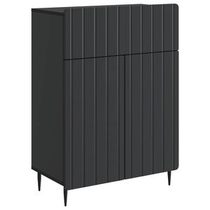 vidaXL Puse ar atvilktni Melns 66 x 34,5 x 92 cm Inženierijas koks