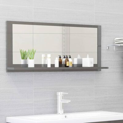 vidaXL vannasistabas spogulis, spīdīgi pelēks, 90x10,5x37 cm
