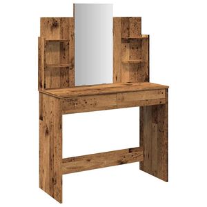 vidaXL tualetes galdiņ&scaron; ar spoguli Old Wood 96x39x142 cm