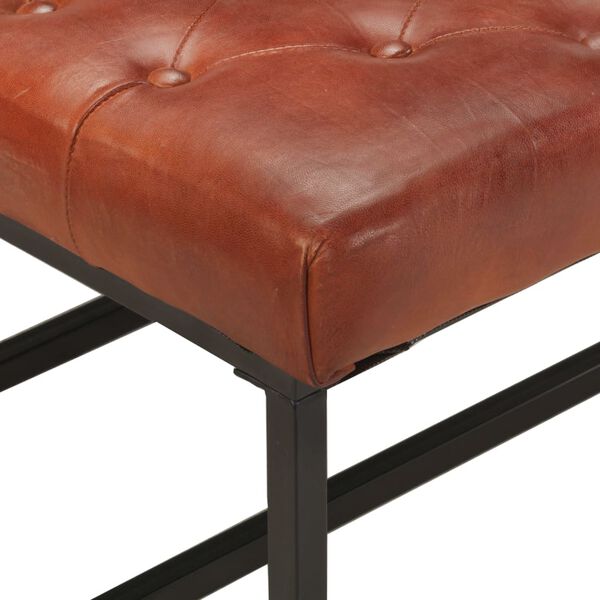 vidaXL pufs, 80x80x43 cm, tum&scaron;i brūna dabīgā āda