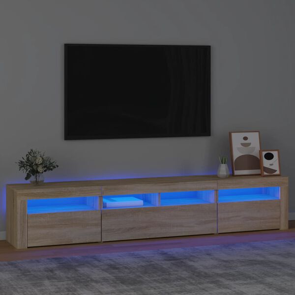 vidaXL TV skapītis ar LED apgaismojumu, ozolkoka krāsa, 210x35x40 cm
