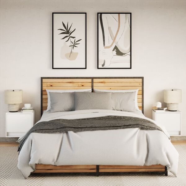 vidaXL sienas naktsskapīši ar LED apgaismojumu, 2 gab., balti