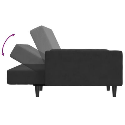 vidaXL 2-vietīga dīvāngulta ar kāju balstu, melns samts