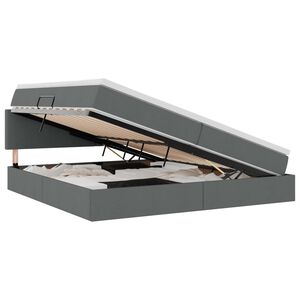 vidaXL Gulta ar uzglabā&scaron;anas vietu un LED Tum&scaron;i pelēks 200 x 200 cm