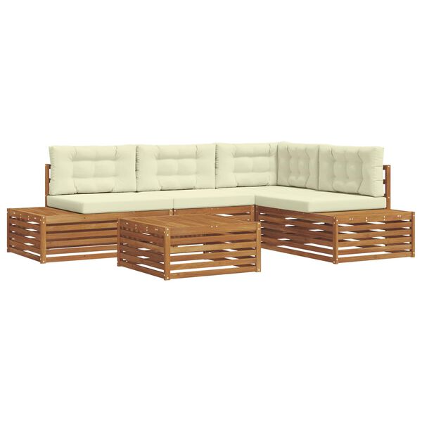 vidaXL Āra dīvānu komplekts ar spilvenu 5 Gabals Dabisks un krējuma