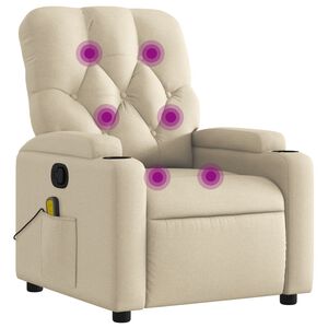 vidaXL masāžas krēsls, krēmkrāsas audums