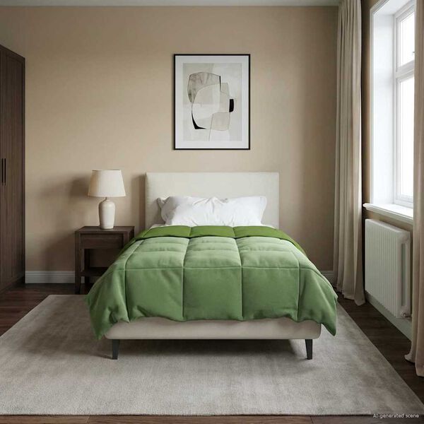 vidaXL Ziemas gultas sega Tiltiņ&scaron; Zaļa 135 x 200 cm Mikro&scaron;ķiedra