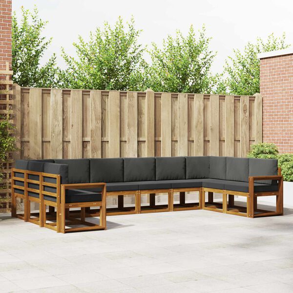 vidaXL Āra dīvānu komplekts ar spilvenu 10 pcs Dabisks un antracīts