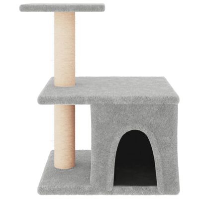 vidaXL kaķu māja ar sizala stabiem nagu asināšanai, 48 cm, pelēka