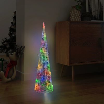 vidaXL LED lampiņu dekorācija, akrils, piramīda, 90 cm, daudzkrāsaina