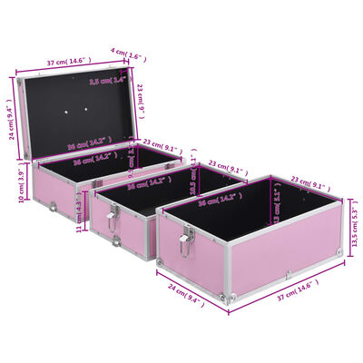 vidaXL kosmētikas koferis, 37x24x40 cm, alumīnijs, rozā