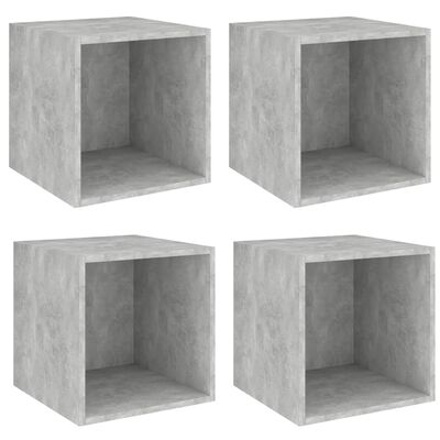 vidaXL sienas plaukti, 4 gab., betonpelēki, 37x37x37 cm, skaidu plātne