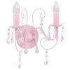 vidaXL sienas lampa ar pērlītēm, rozā, 2 x E14 spuldzes