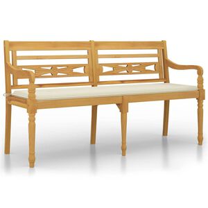 vidaXL sols ar krēmkrāsas matraci, 150 cm, masīvs tīkkoks