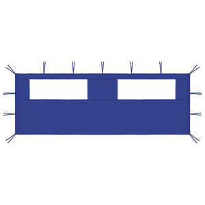 vidaXL dārza nojumes siena ar logiem, 6x2 m, zila