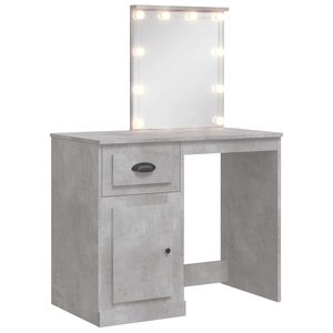 vidaXL spoguļgaldiņ&scaron; ar LED, betona pelēks, 90x42x132,5 cm