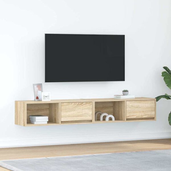 vidaXL TV skapī&scaron;i, 2 gab., ozolkoka, 80x31x25,5 cm, inženierijas koks