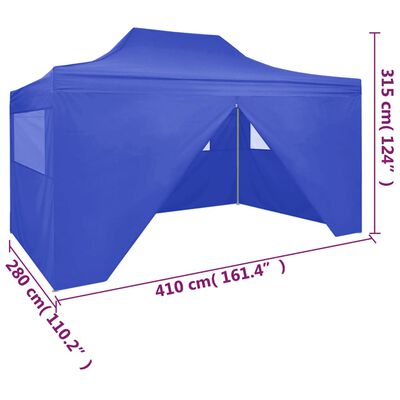 vidaXL saliekama nojume ar 4 sienām, zila, 3x4 m, tērauds