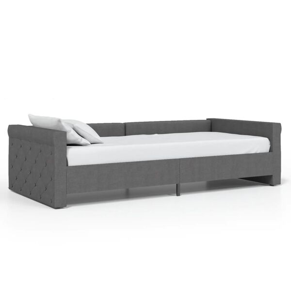 vidaXL dīvāngulta, USB, tum&scaron;i pelēks audums, 90x200 cm