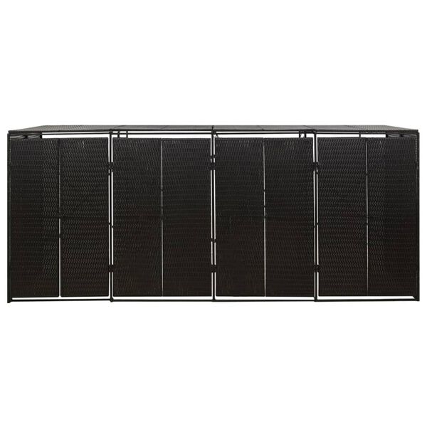 vidaXL četrdaļīga nojume atkritumu konteineram, melna, 274x80x117 cm