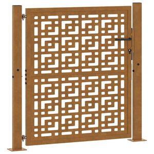 vidaXL dārza vārti, 100x100 cm, atmosfēras izturīgs tērauds, krusta dizains