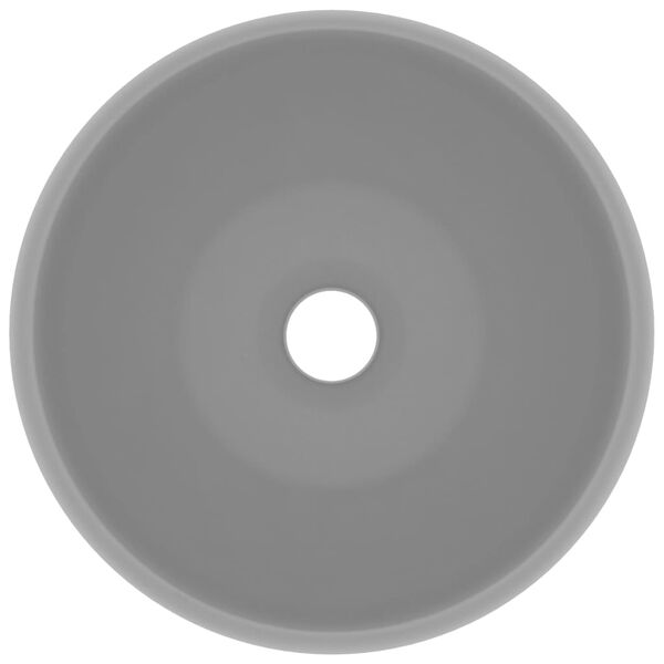 vidaXL izlietne, apaļa, 40x15 cm, matēta gaiši pelēka keramika