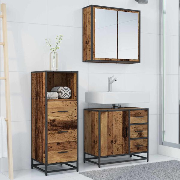 vidaXL Vannas istabas mēbeļu komplekts ar atvilktni 3 pcs Vecs koks