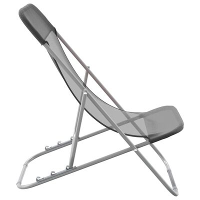 vidaXL saliekami sauļošanās krēsli, 2 gab., pelēks tekstilēns, tērauds
