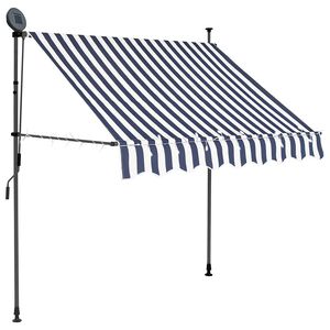 vidaXL izvelkama markīze ar LED, manuāla, 100 cm, zila ar baltu