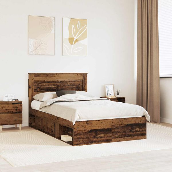 vidaXL Gultas rāmis Vecs koks 120 x 190 cm Ciets priedes koks