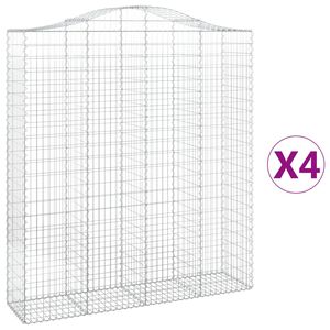 vidaXL arkveida gabiona grozi, 4 gb., 200x50x220/240cm, cinkota dzelzs